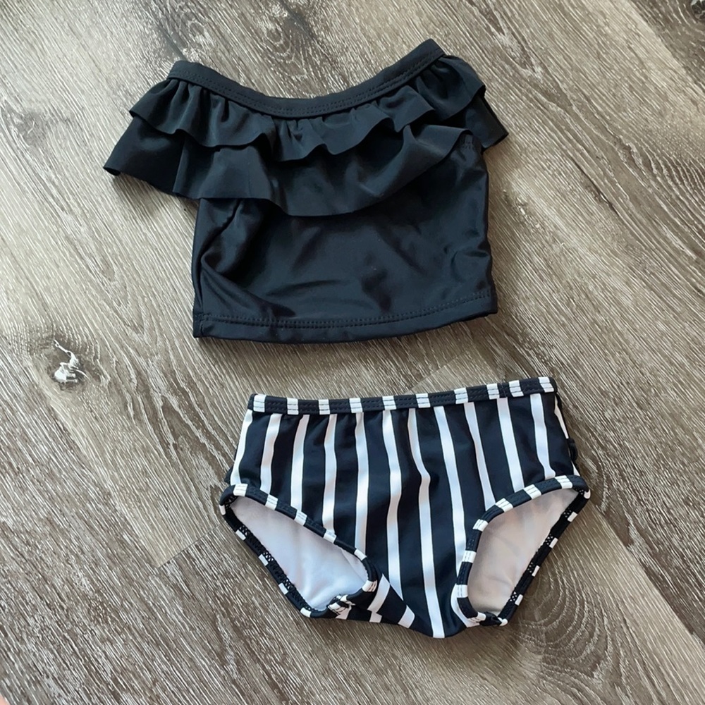 Ruffle butts black baby bikini